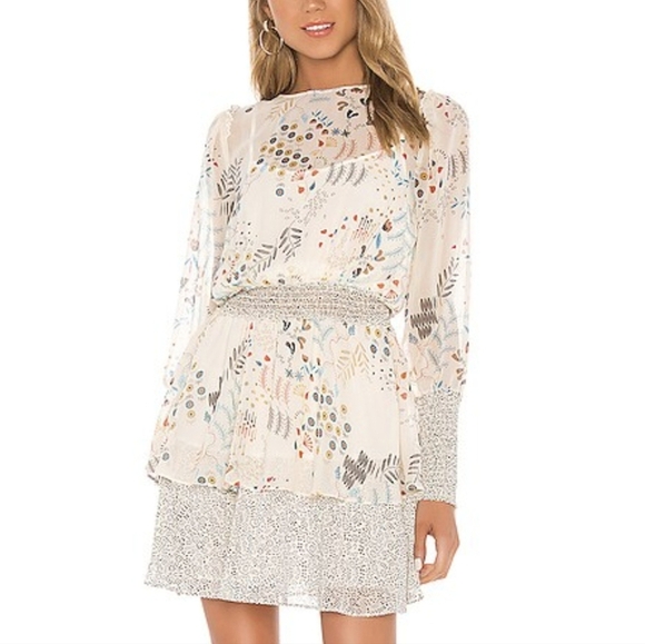 Revolve BAILEY 44 Kara Creme Fraiche Blouson Tiered Smocked Dress Size Medium - Picture 1 of 10